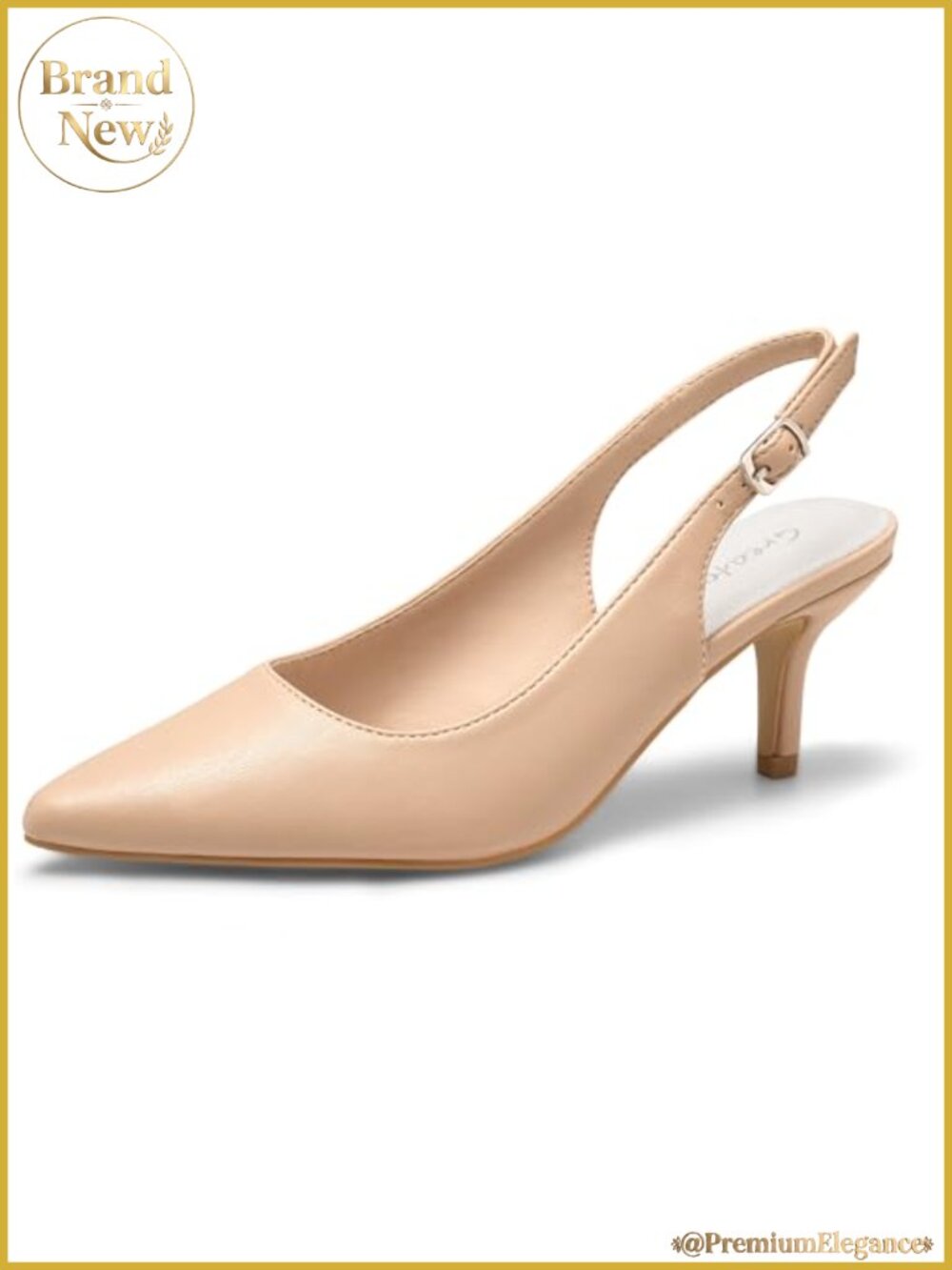 Women's Kitten Heels Slingback Pumps 3" Heel Leather Insole